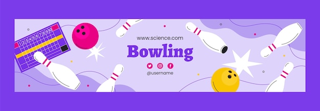 Gratis vector twitch-bannersjabloon voor bowlingkampioenschap