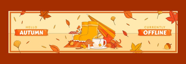 Gratis vector twitch-bannersjabloon voor de viering van het herfstseizoen