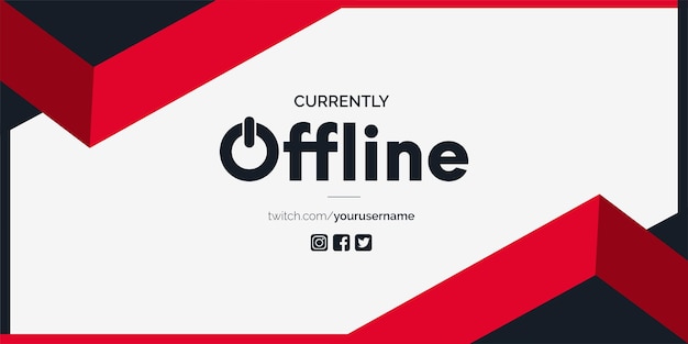 Twitch offline bannerachtergrond met abstracte rode vormen