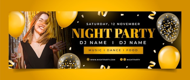 Gratis vector twitter-header voor nachtfeesten