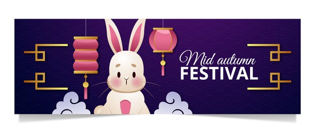 Gratis vector twitter-headersjabloon met verloop voor mid-herfstfestivalviering