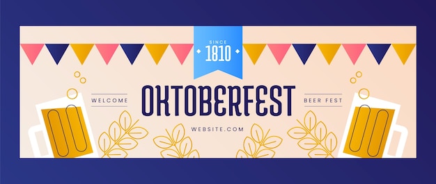 Gratis vector twitter-headersjabloon met verloop voor oktoberfest-viering