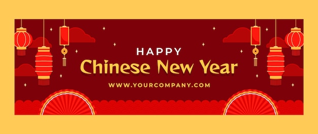 Gratis vector twitter-headersjabloon voor de viering van het chinese nieuwjaar