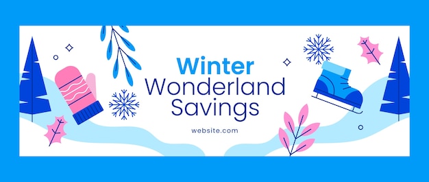 Gratis vector twitter-headersjabloon voor de viering van het winterseizoen