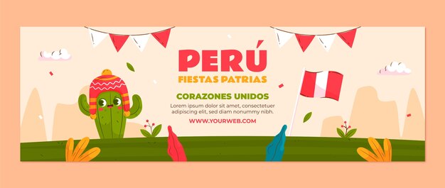 Twitter-headersjabloon voor Peruaanse fiestas patrias-vieringen