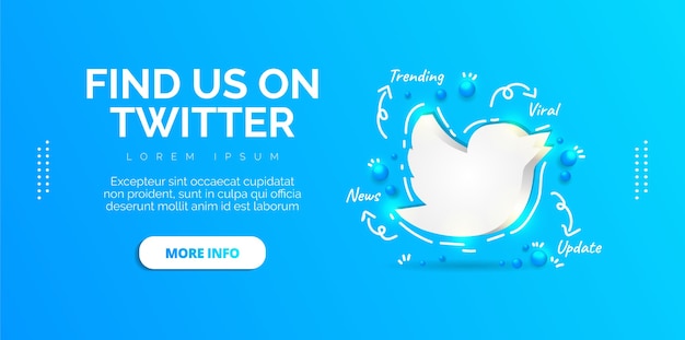 Twitter sociale media ontwerp met blauwe banner