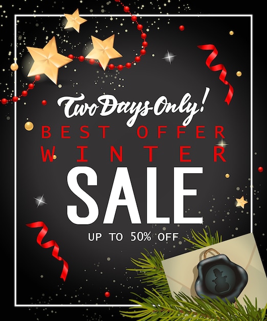 Gratis vector two days only winter sale lettering