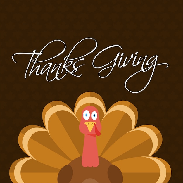 Typografie Gelukkige Thanksgiving, Herfst Turkije Vogel achtergrond