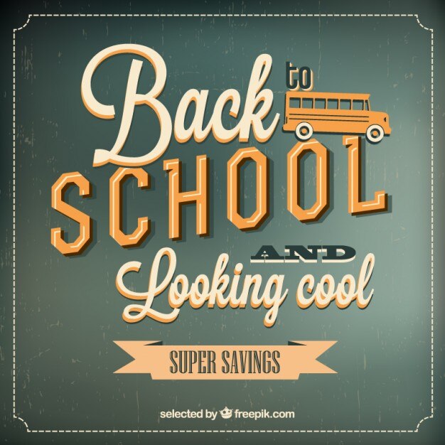 Gratis vector typografische schooletiket