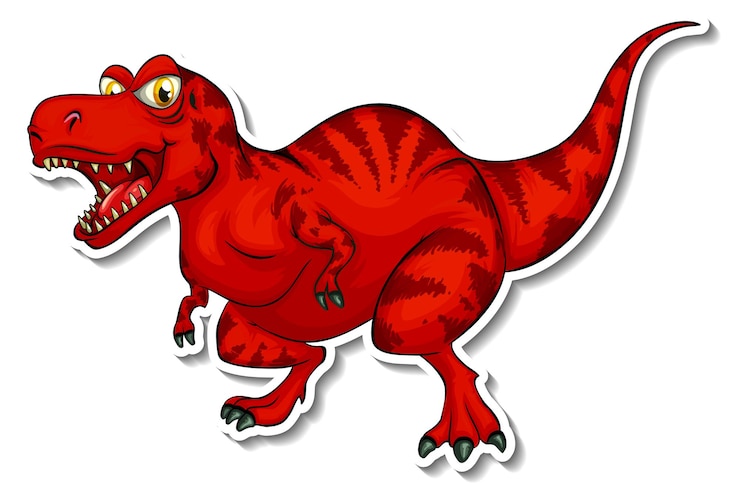 Gratis Vector tyrannosaurus dinosaurus stripfiguur sticker