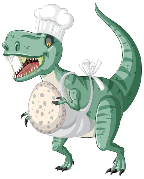 Gratis vector tyrannosaurus rex dinosaurus met ei in cartoonstijl