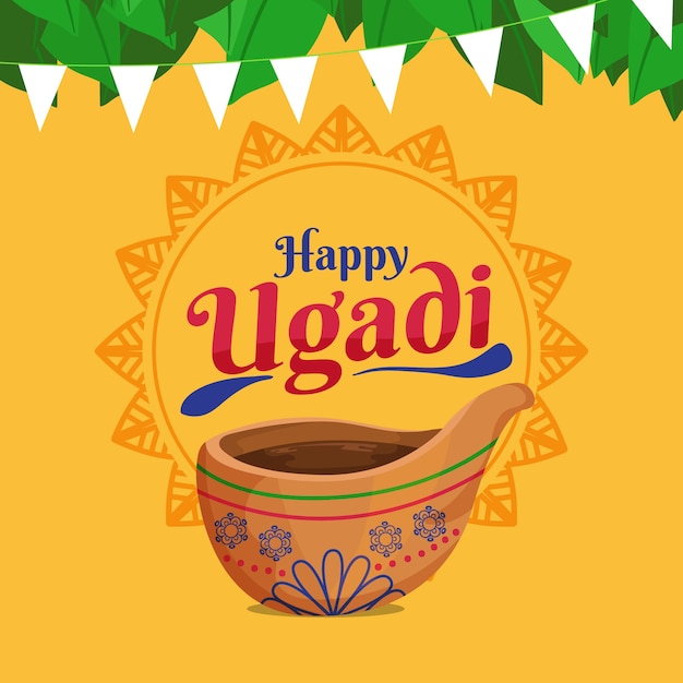 Gratis vector ugadi in plat ontwerp