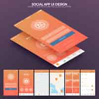 Gratis vector ui-ontwerpconcept voor sociale mobiele applicatie