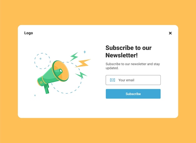 Ui-websiteontwerpsjabloon van e-mailmarketing voor abonnement op nieuwsbrief
