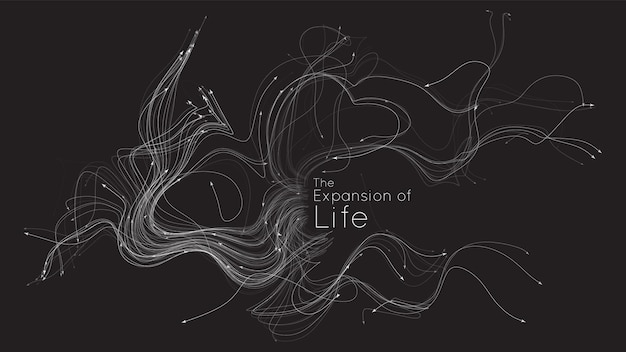 Uitbreiding van het leven Vector neurongroei Kleine deeltjes streven willekeurig uit het centrum Organische groei van tentakels Ruimtekolonisatie Burst-explosieachtergrond