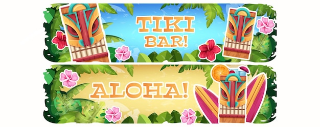 Uitnodigingsposters voor hawaiiaans aloha-feest