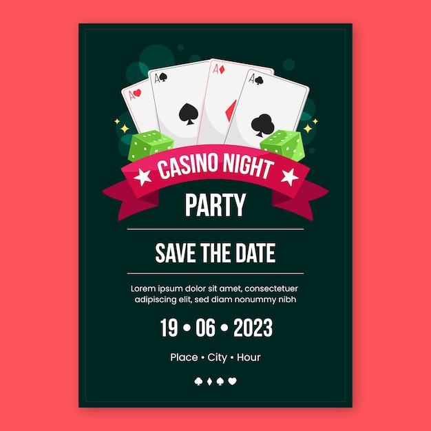 Gratis vector uitnodigingssjabloon voor casino en gokken