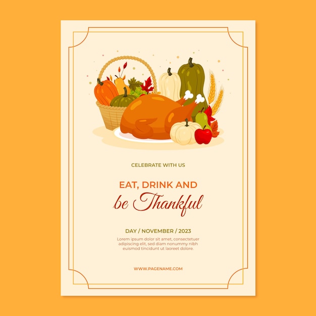 Gratis vector uitnodigingssjabloon voor thanksgiving-viering