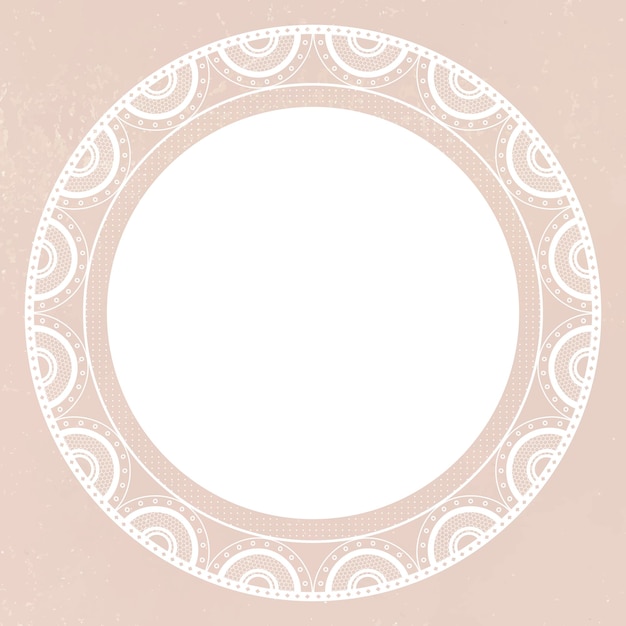 Uitstekend kantkader, cirkelvorm op beige vector als achtergrond