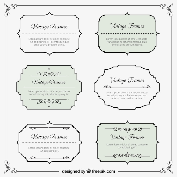Gratis Vector uitstekende frames collectie