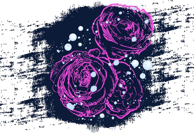 Uitstekende rozen in donkere inkt vector abstracte ontwerpen