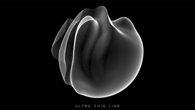 Ultradunne lijn vloeibare geometrie op donkere achtergrond