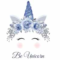 Gratis vector unicorn crown aquarel bloem roos roze oranje hand getrokken illustratie