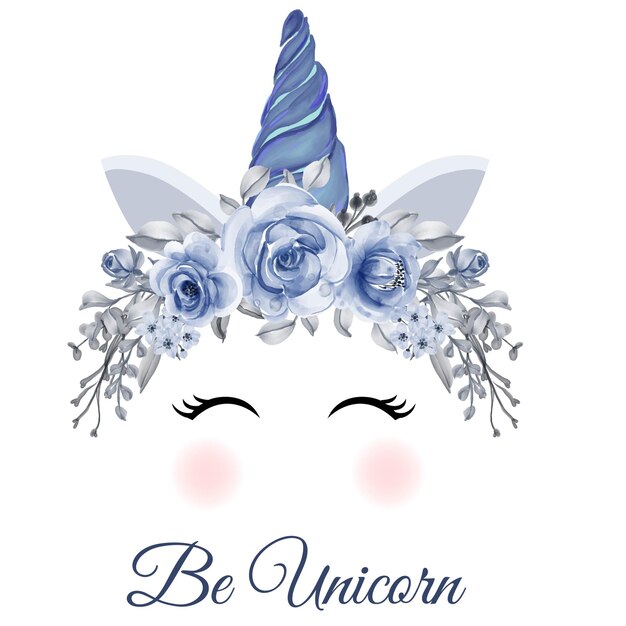 Unicorn crown aquarel bloem roos roze oranje Hand getrokken illustratie