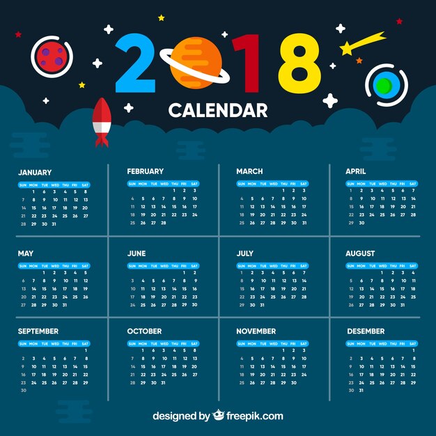 Universe 2018 kalendersjabloon