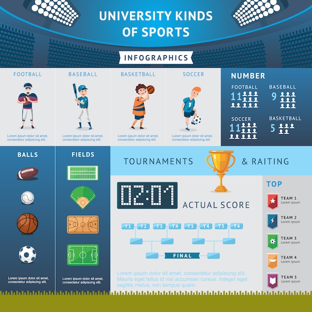 Gratis vector universitair sport infographic concept