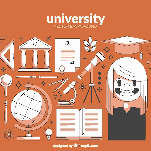 Gratis vector universitaire achtergrond in vlakke stijl