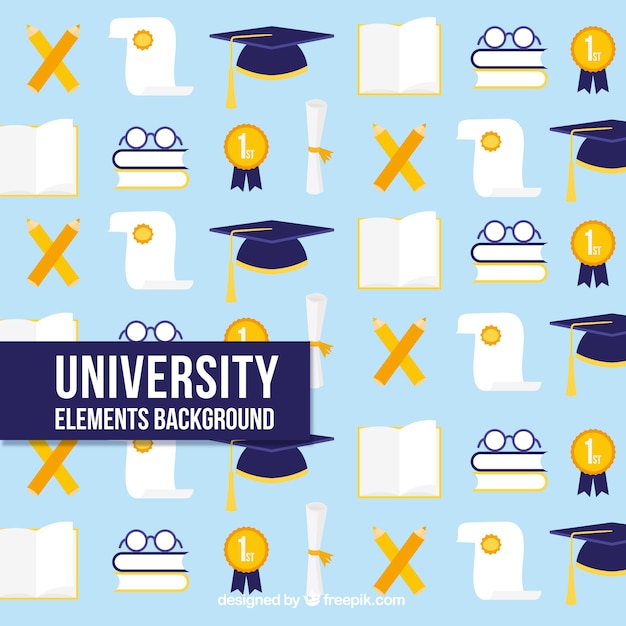 Universty elementen achtergrond in vlakke stijl