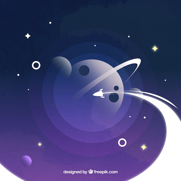 Gratis vector universum achtergrond met raket