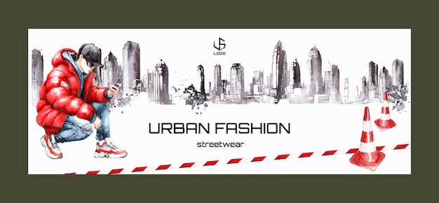 Gratis vector urban fashion facebook omslag sjabloon