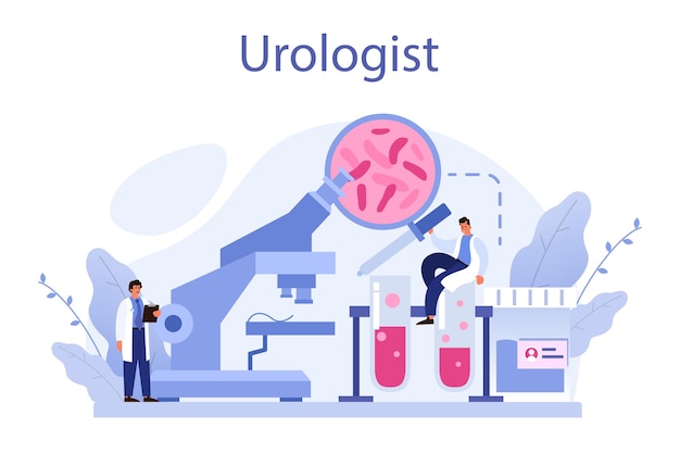Gratis vector uroloog concept idee van nier- en blaasbehandeling ziekenhuiszorg nieronderzoek endoscopie gedeeltelijke nefrectomie urologie interne menselijke orgel vectorillustratie in cartoon-stijl