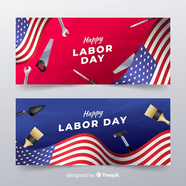 Usa dag van de arbeid banners in realistische stijl