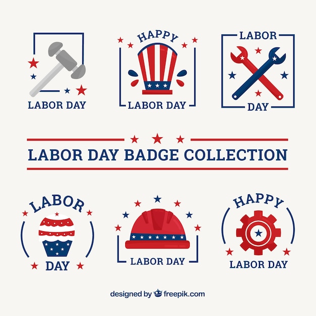 Usa labeldag badge collectie met plat ontwerp