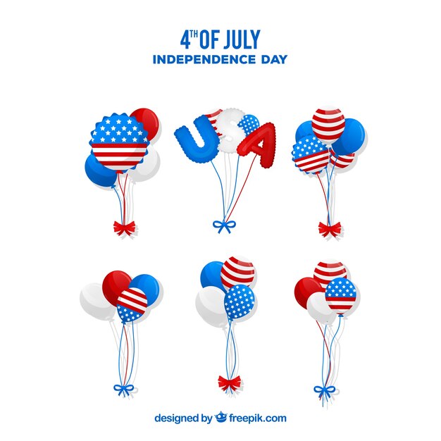 Gratis vector usa-onafhankelijkheidsdag met platte ballonnen