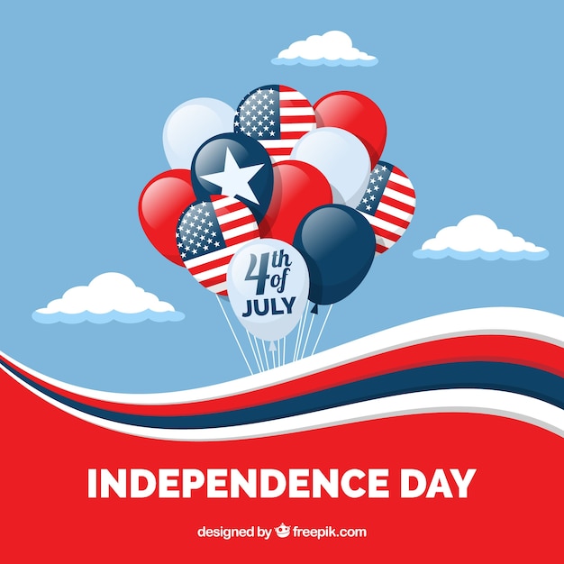 Gratis vector usa-onafhankelijkheidsdag met platte ballonnen