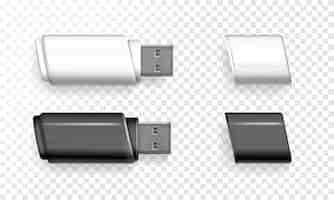 Gratis vector usb flash drive illustratie van 3d-realistische geheugenstick.