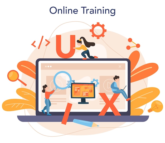 UX UI-ontwerper online service of platform App-interfaceverbetering voor gebruiker Modern technologieconcept Online training Platte vectorillustratie