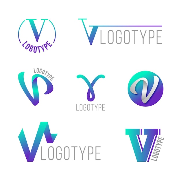 Gratis vector v logo collectie concept