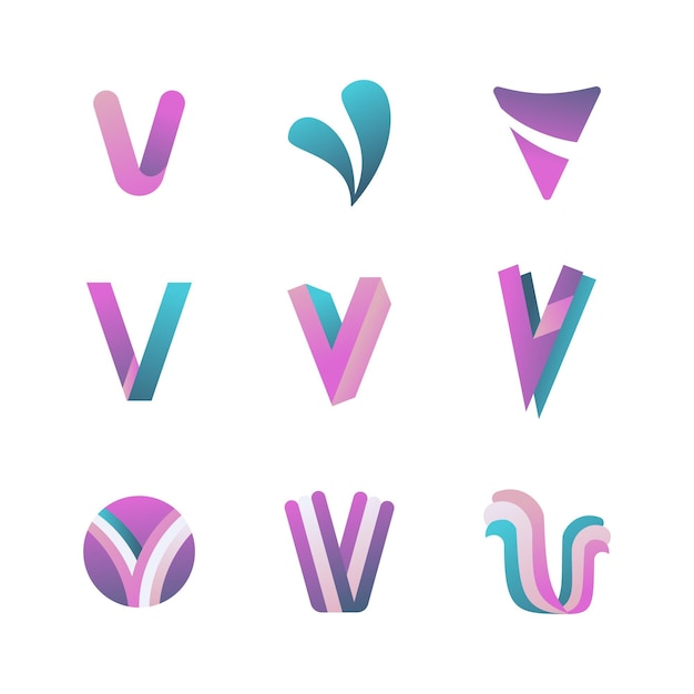 V logo collectie concept