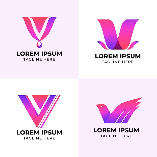 Gratis vector v logo collectie sjabloon