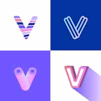 Gratis vector v logo set