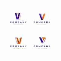 Gratis vector v logo sjabloon set