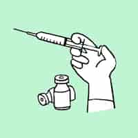 Gratis vector vaccin in een injectiespuit vector