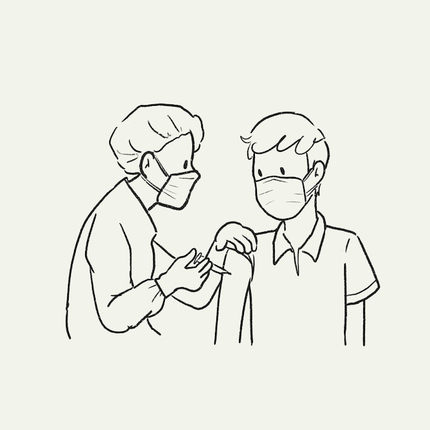 Vaccin toediening nieuw normaal, vector kunst illustratie