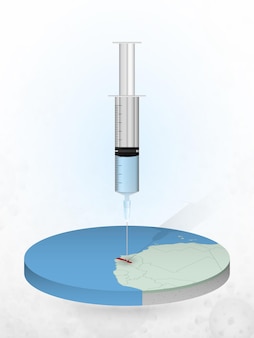 Vaccinatie van gambia, injectie van een spuit in een kaart van gambia.