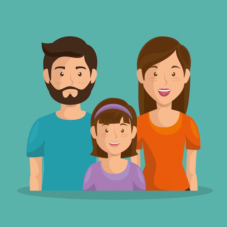 Gratis Vector vader en moeder met dochter